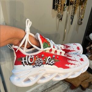 Festive Red and White Holiday Sneakers